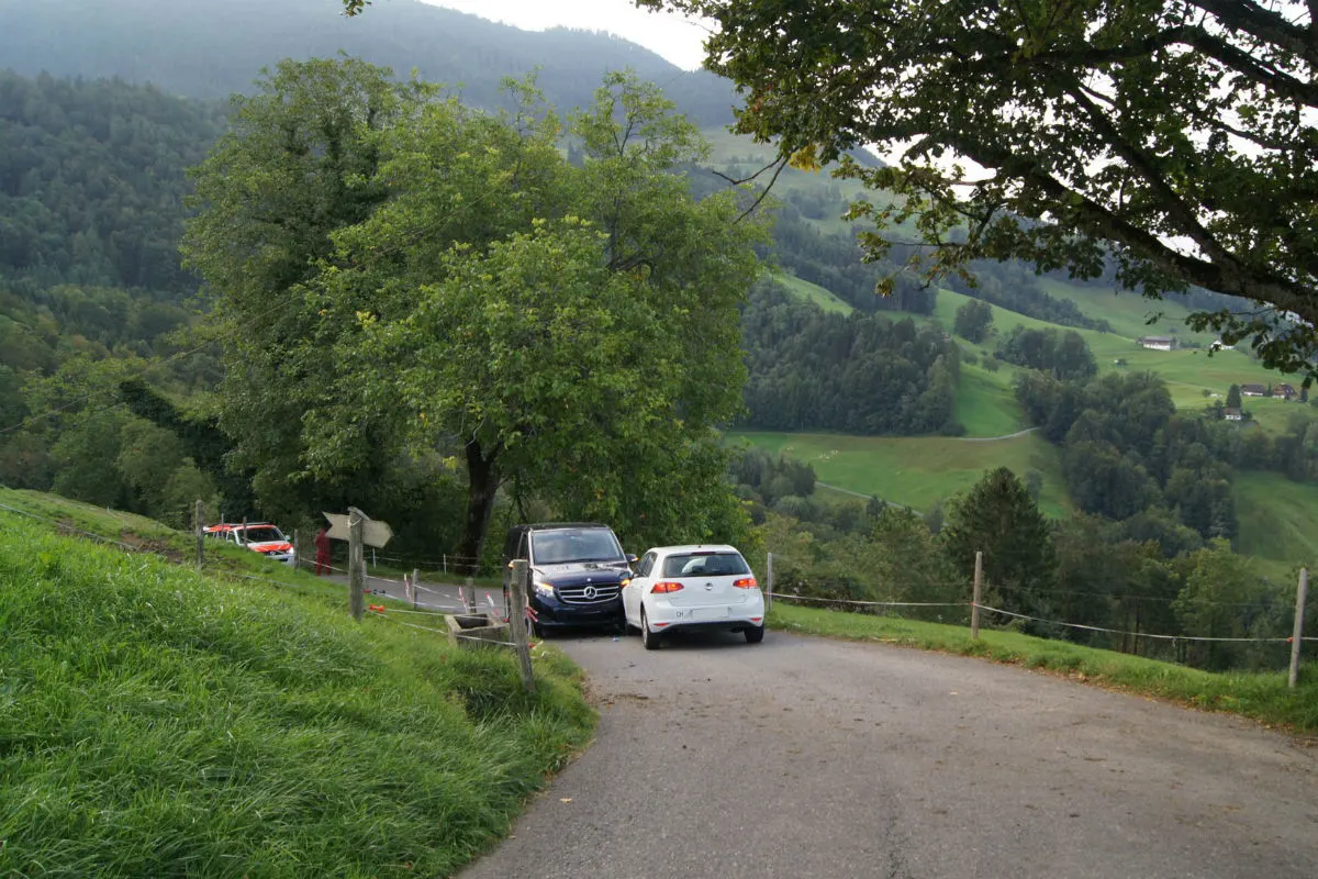 Walchwil ZG -  Frontalkollision auf schmaler Bergstrasse