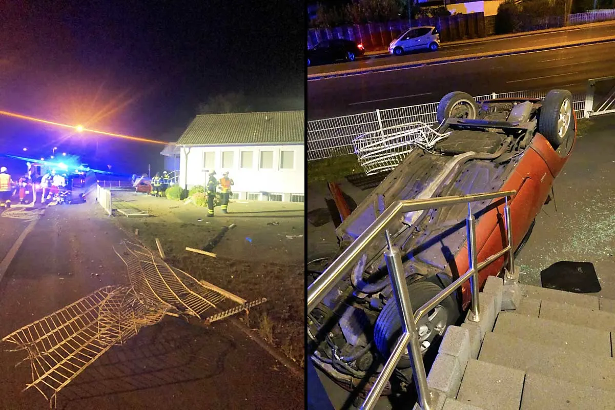 Kassel - Auto landet vor Kirche auf dem Dach - Ermittlungen wegen Alkohol am Steuer