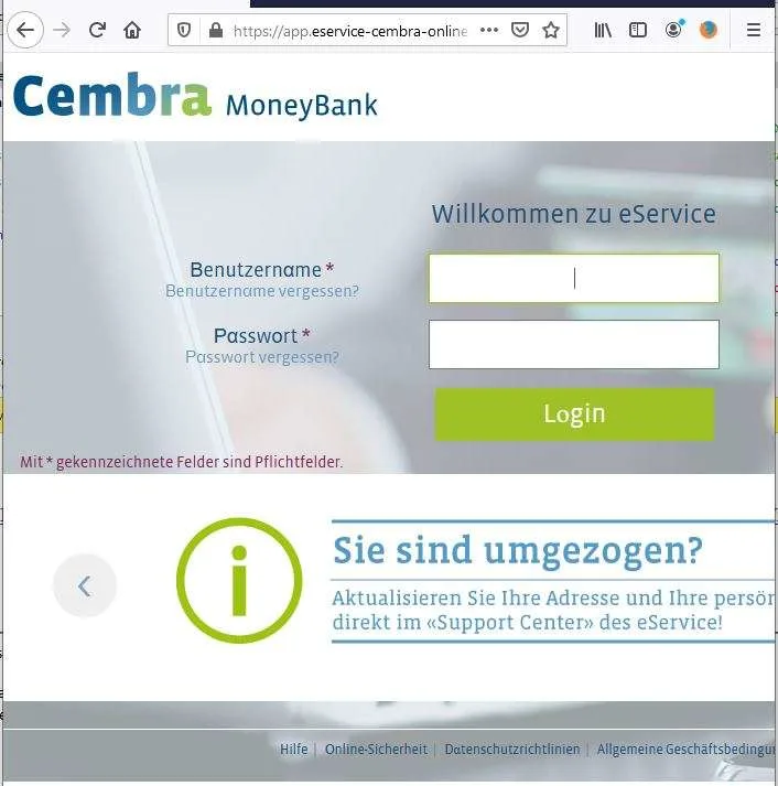 Phishing Email - Ihr Konto Cembra Money Bank wurde begrenzt
