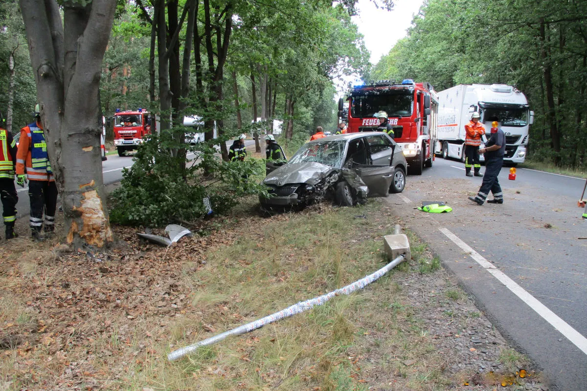 B4 Wrestedt – Kontrolle verloren - gegen Baum geprallt - schwer verletzt