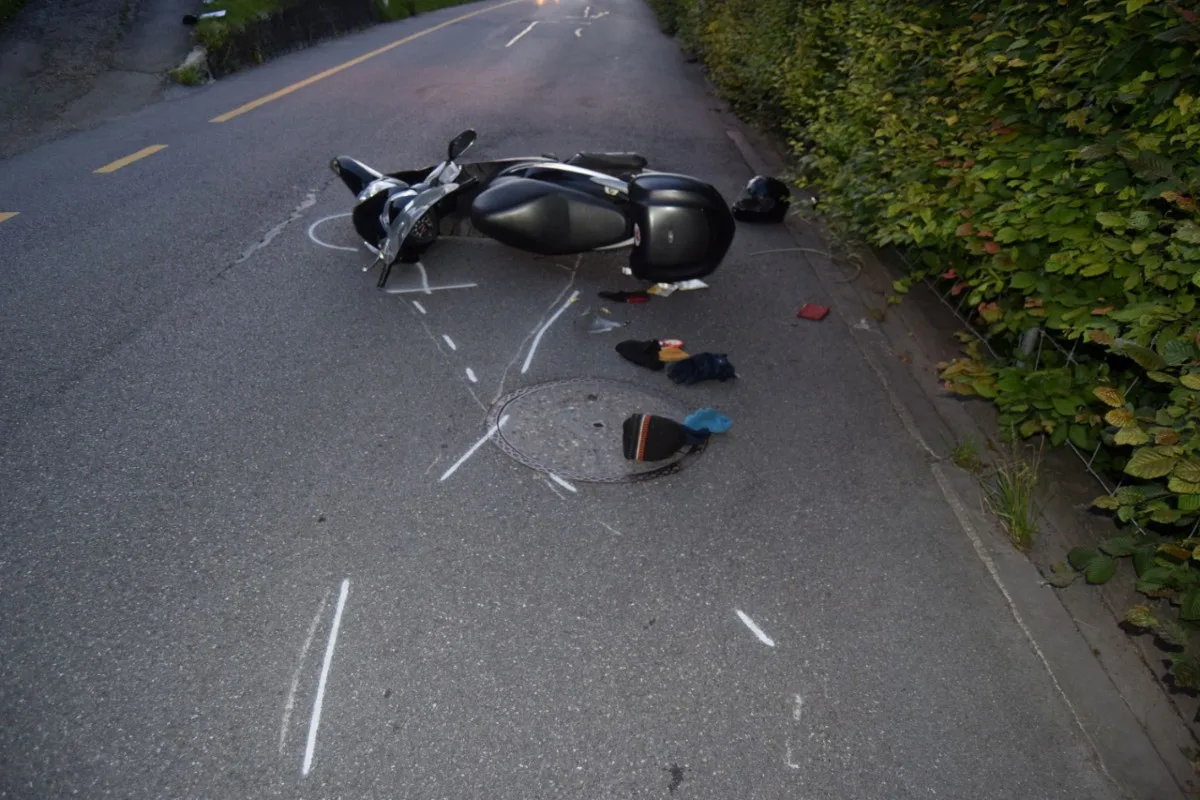 Herisau AR - Rollerfahrer stürzt nach Kollision mit Dachs und bricht sich den Unterschenkel