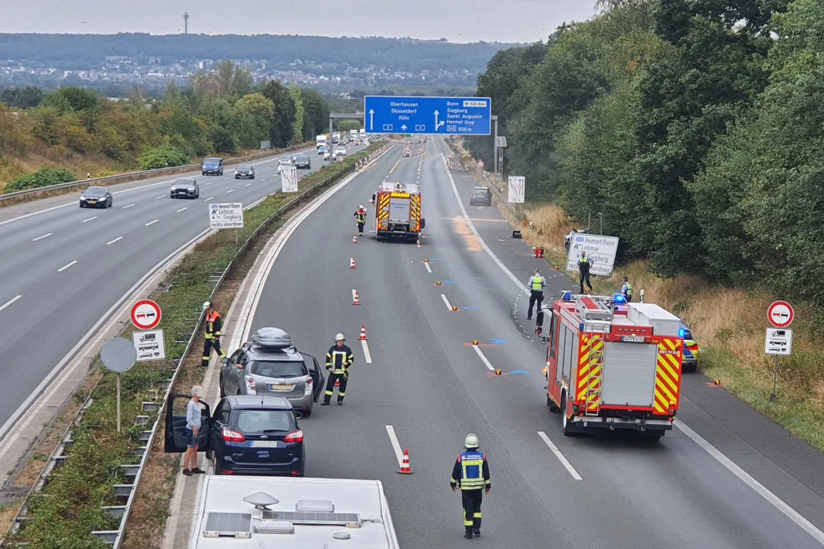 A3 Königswinter – Vier Verletzte bei Verkehrsunfall auf der Autobahn