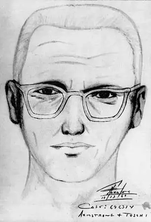 Das Bild zeigt ein Phantombild mit einem Mann, der eine Brille trägt. Er hat kurzes Haar und einen neutralen Gesichtsausdruck.