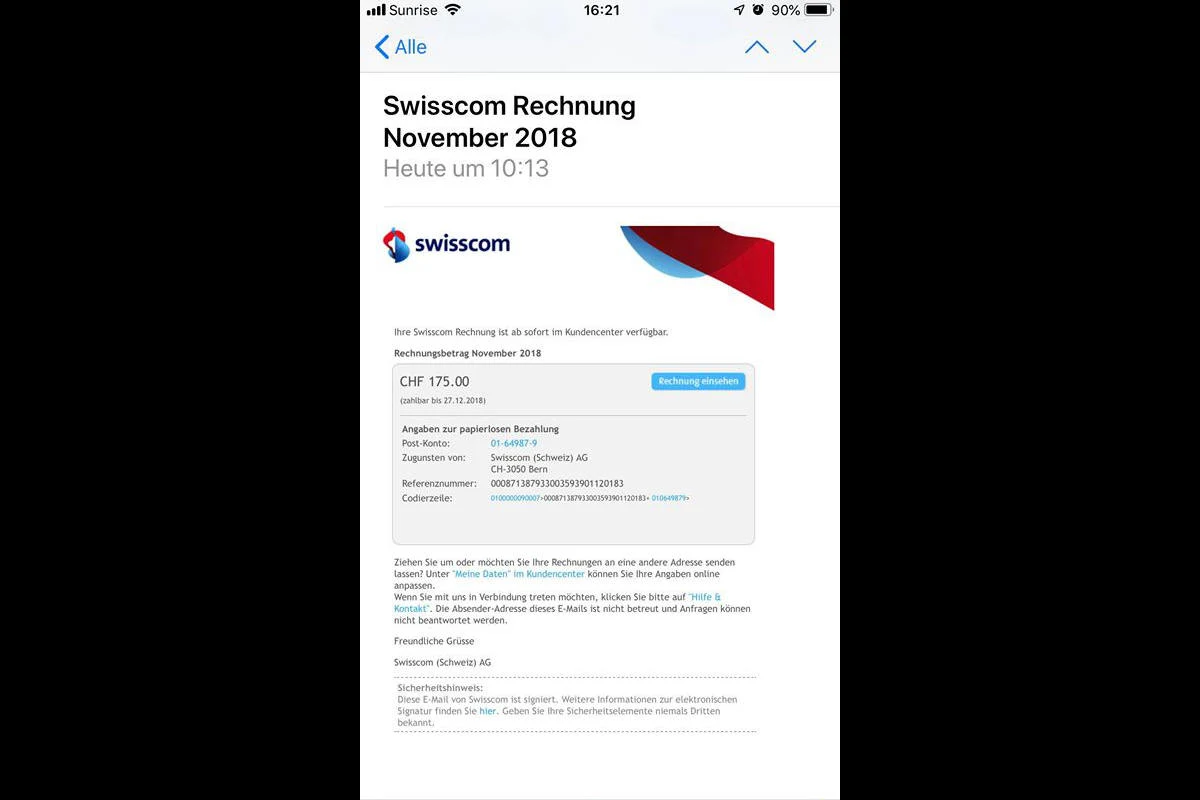 Vorsicht vor falschen Swisscom-Rechnungen! 