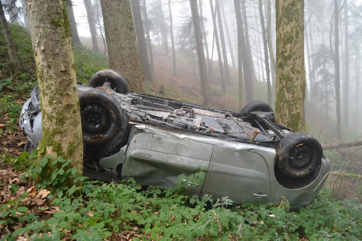 Totalschaden in Schwellbrun AR - Spektakulärer Selbstunfall wird durch Baum gestoppt
