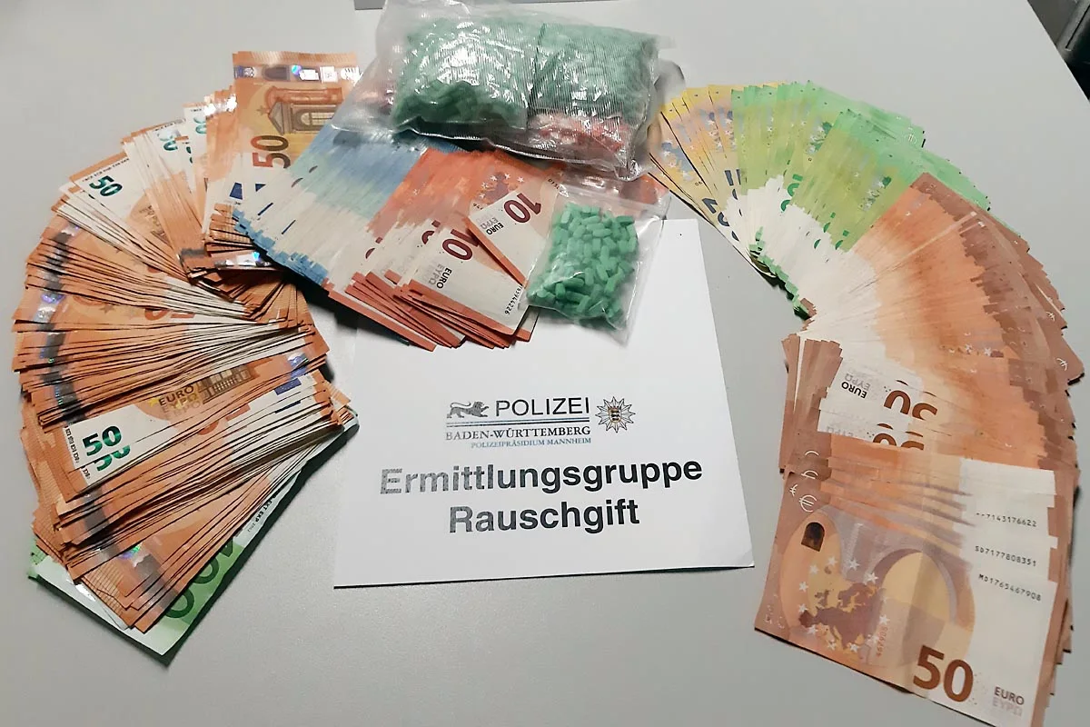 22-jähriger in Haft in Mannheim - 19.000 Euro und 1.200 Ecstasy-Tabletten sichergestellt