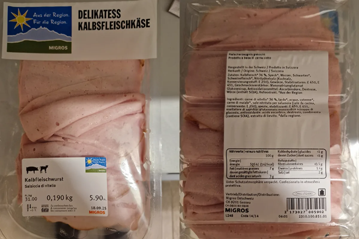 Migros Ostschweiz ruft Kalbfleischkäse wegen nicht deklariertem Allergen zurück