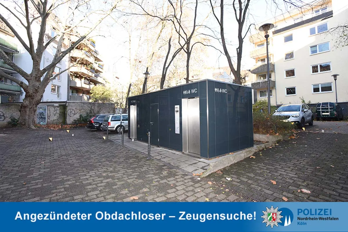 Obdachloser mit lebensgefährlichen Verbrennungen in Köln angetroffen - Fragen der Mordkommission zum Tatort 