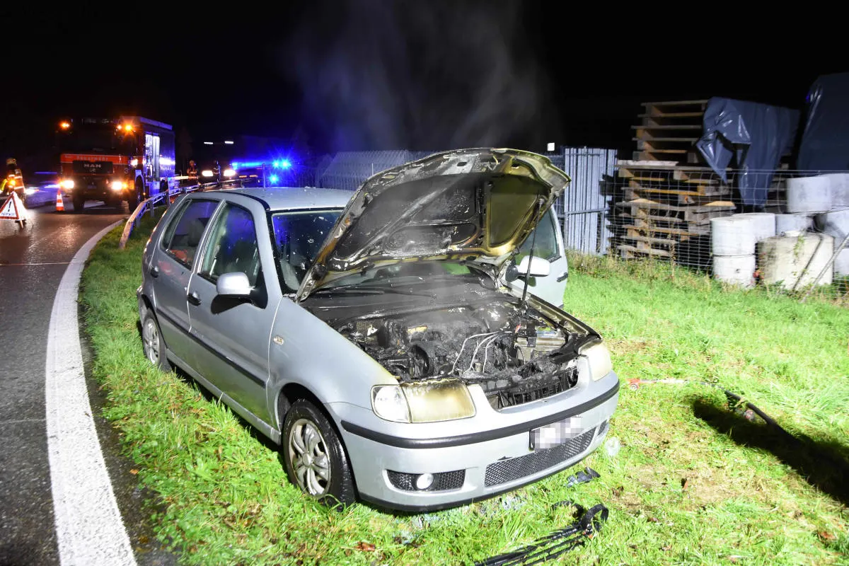 A1 Mörschwil SG - Auto brennt auf Autobahn