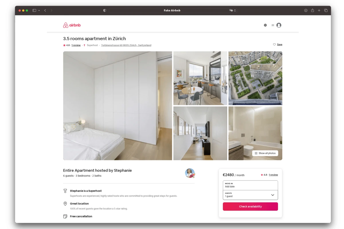 Cybercrime - Angebliche Wohnungsinserate auf gefälschten Airbnb-Plattformen