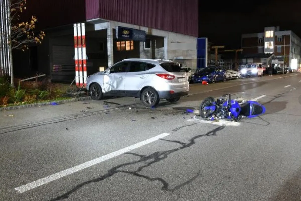 Unfall in Oberwil BL - Seitlich-frontale Kollision beim Abbiegen