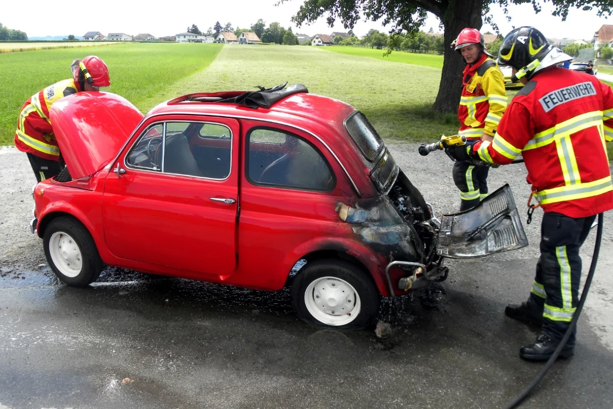 Rarität brennt in Dozwil TG - Fiat Cinquecento steht in Flammen