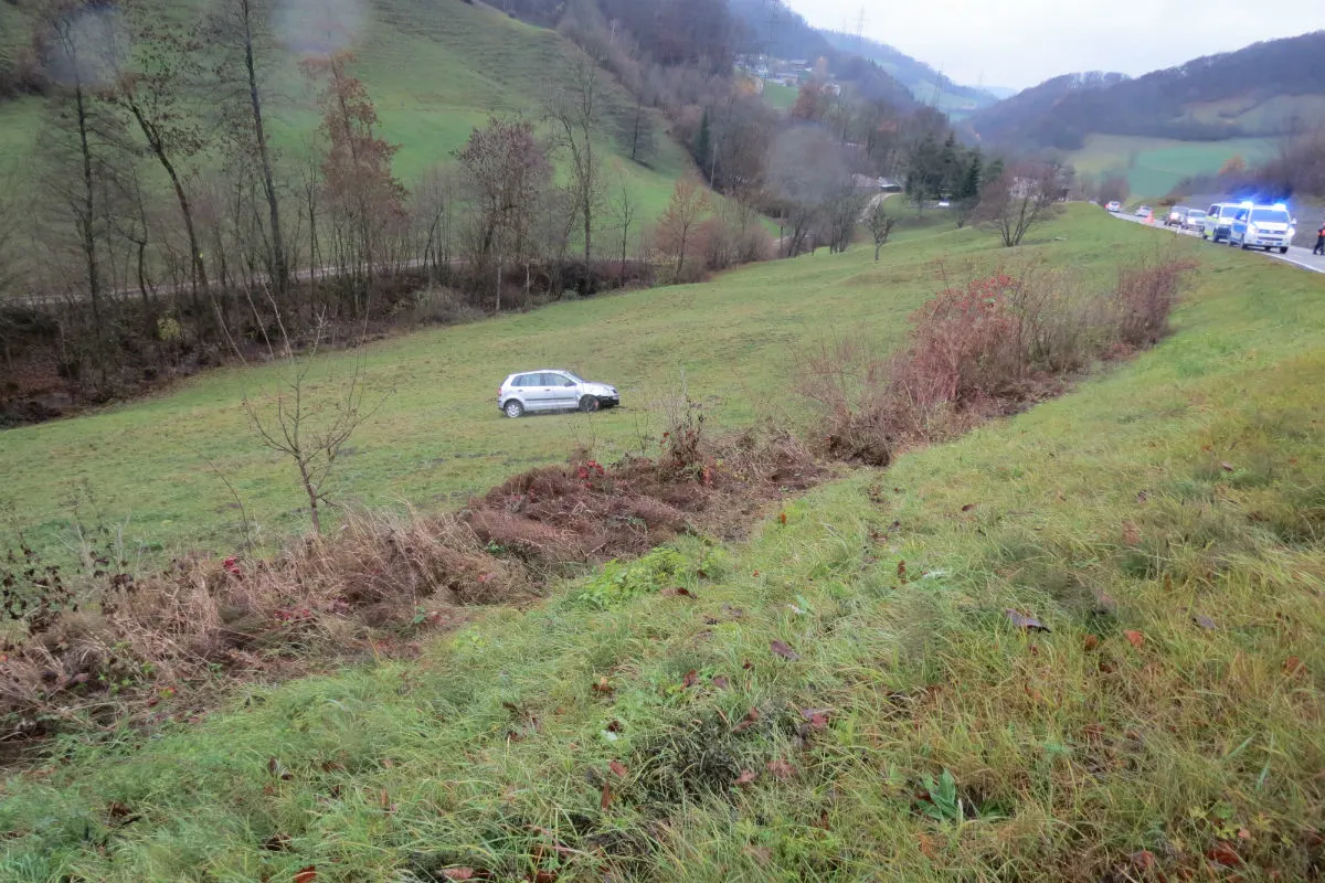 Densbüren AG - Auto landet in der Wiese 