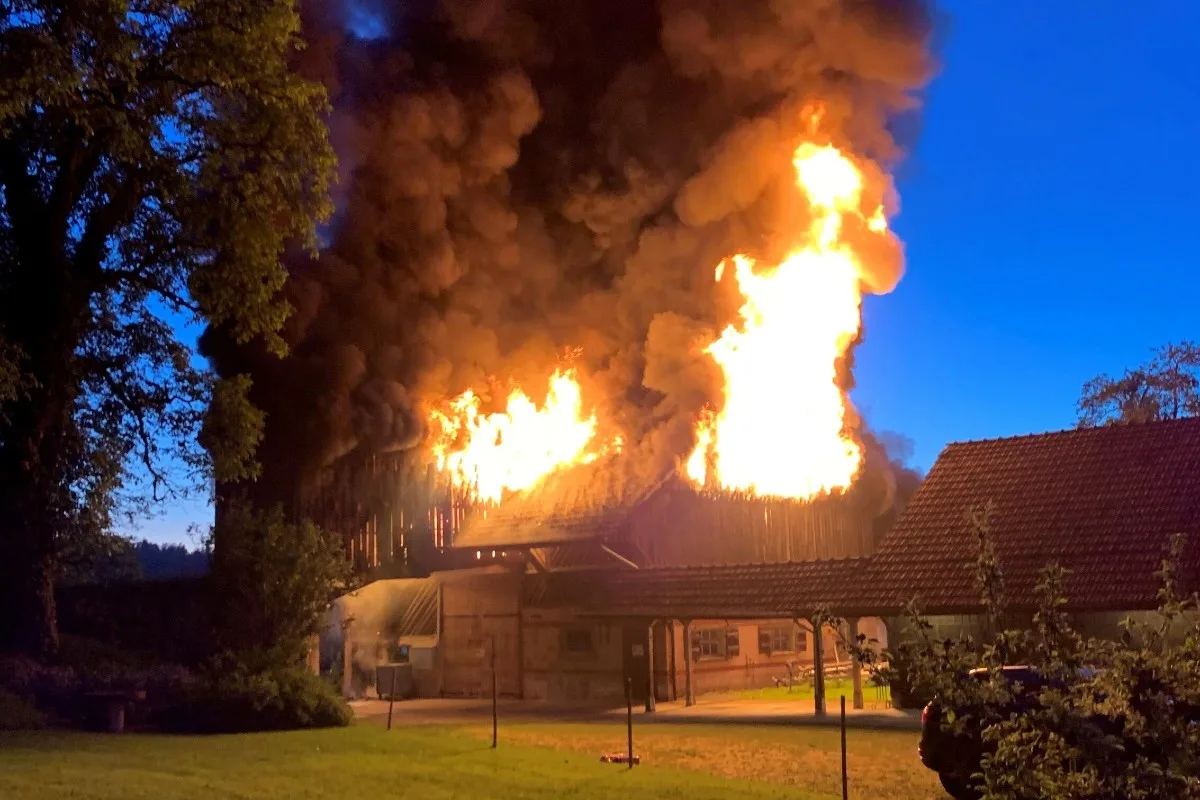 Grüningen ZH - Scheune wurde durch Brand komplett zerstört