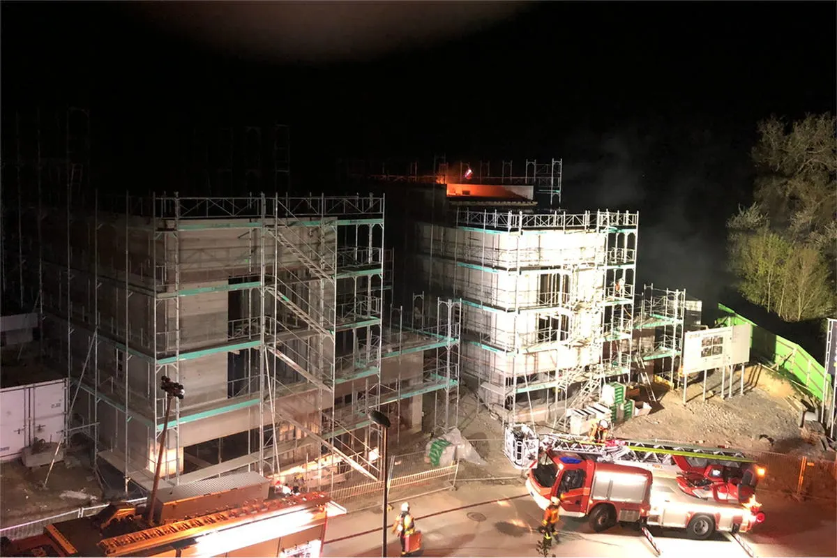 Stadt SG - Brand in Rohbau