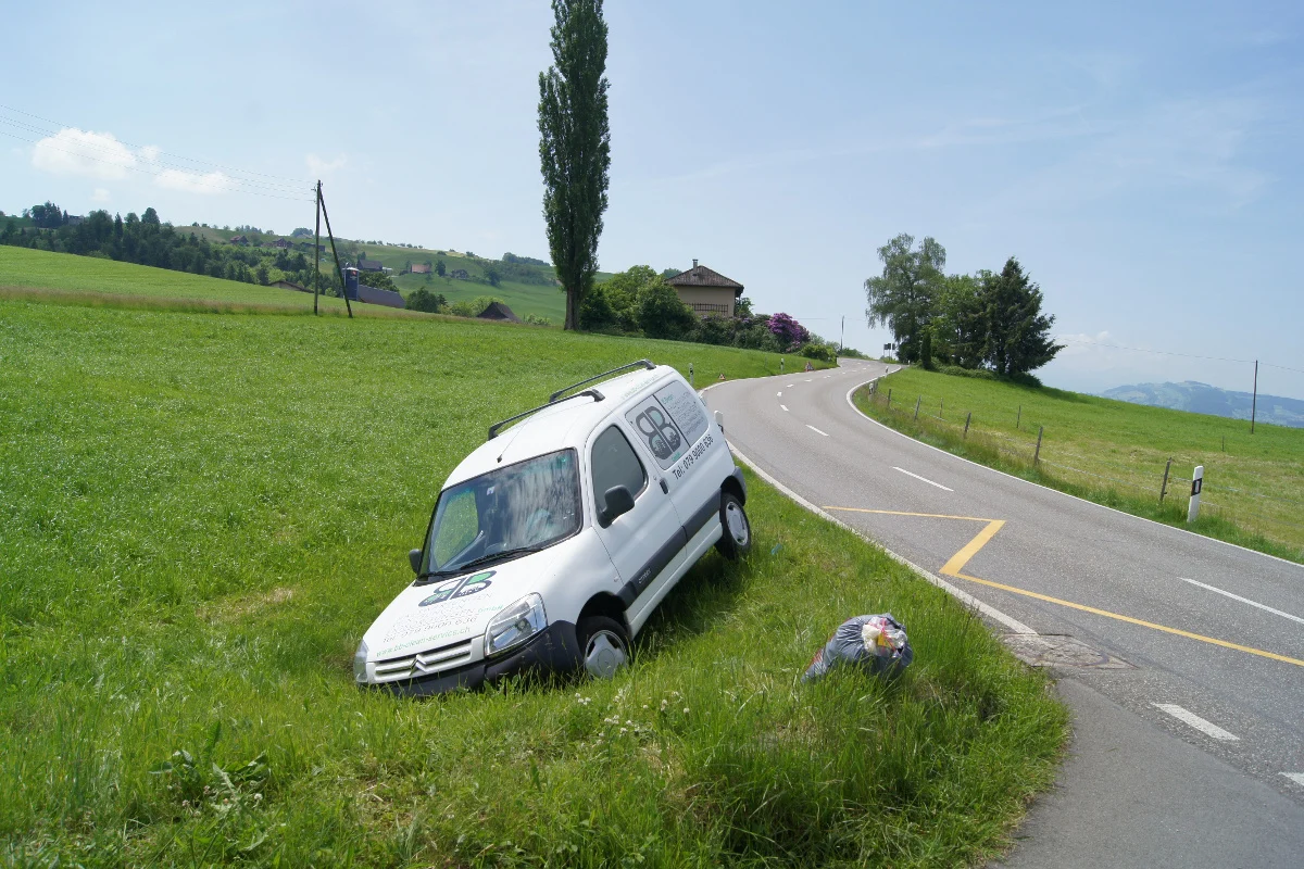 Baar: Lieferwagen landet im Wiesland - Zeugen gesucht