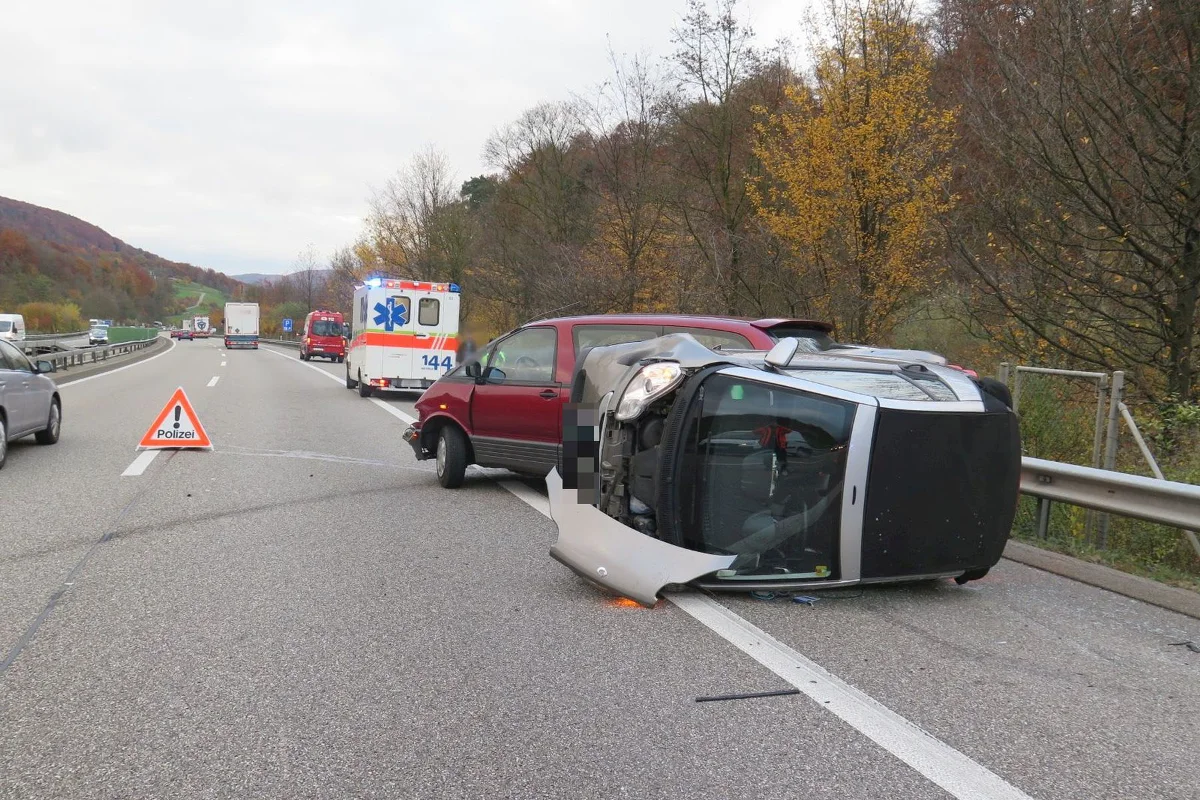 Auffahrcrash auf der A2 bei Diegten