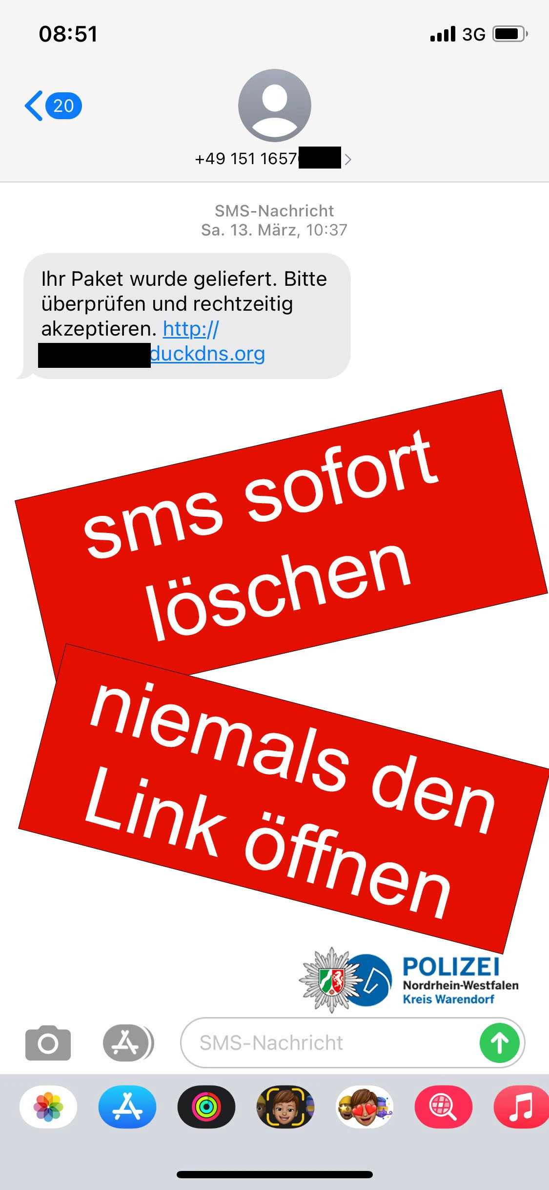 Warendorf - Fake-SMS zu Paketzustellung
