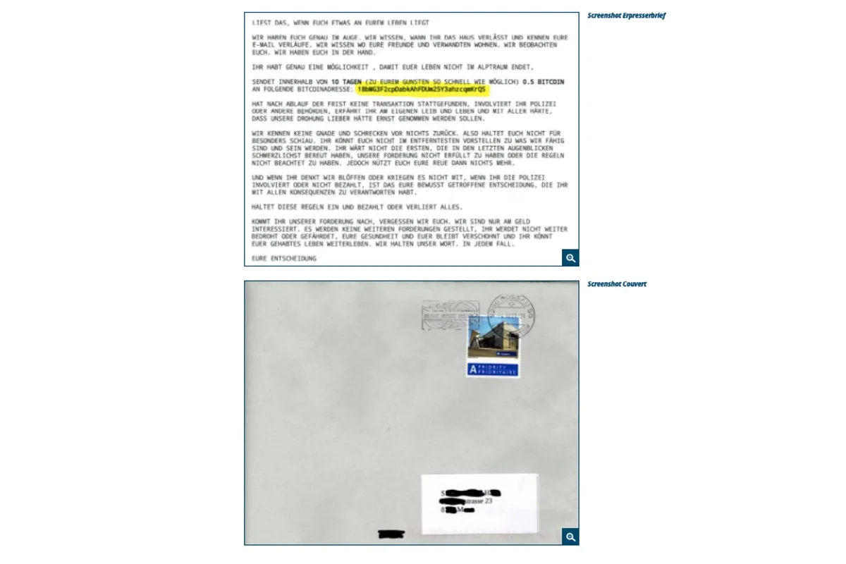 Warnung - Erpresserschreiben mit massiven Drohungen kommt jetzt auch noch per A-Post