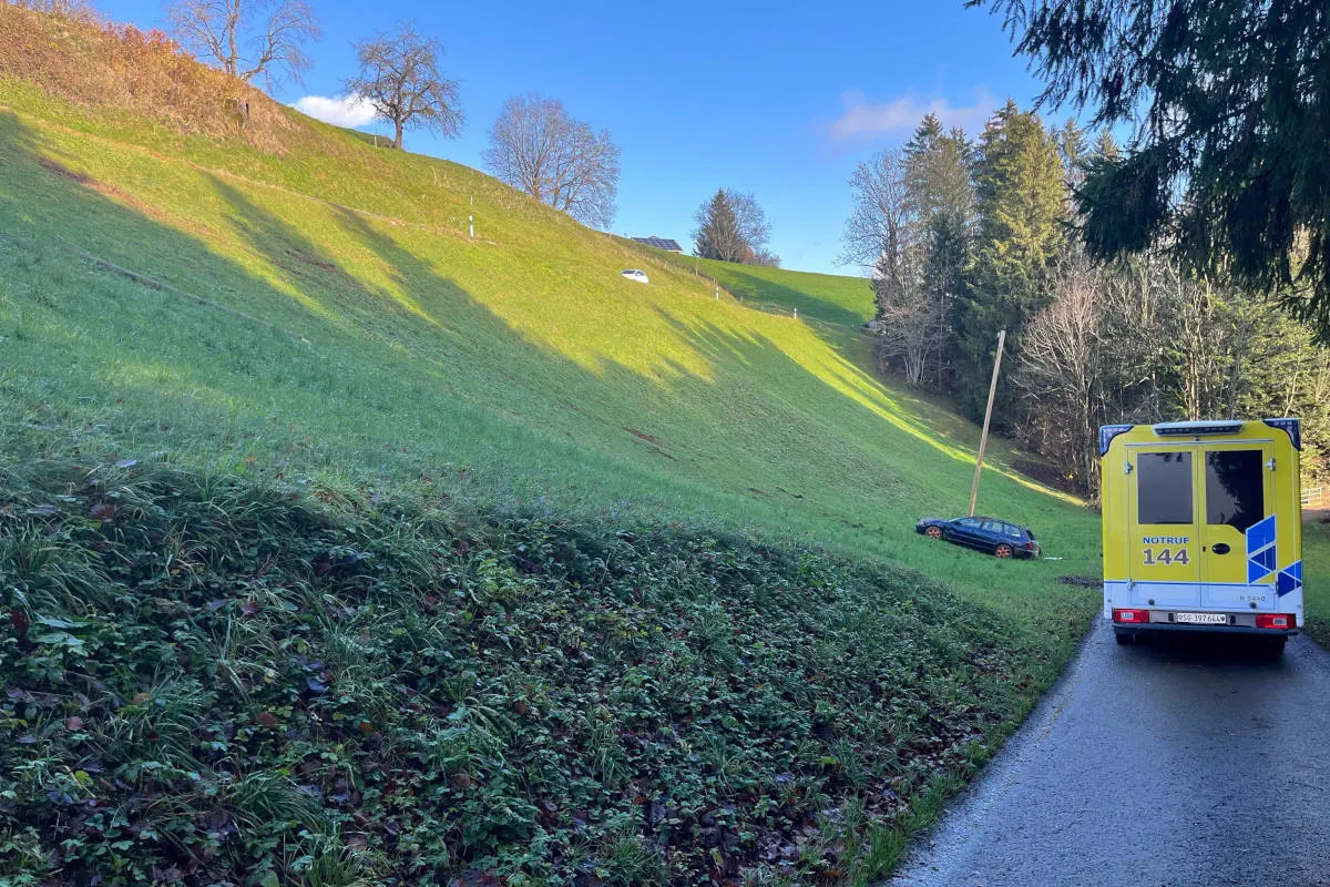 Bütschwil SG – 19-Jähriger prallt nach Ausweichmanöver mit Audi in Strommast und überschlägt sich