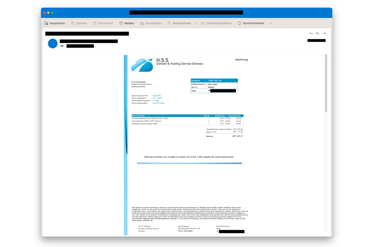 Vorsicht vor dieser betrügerischen Mail