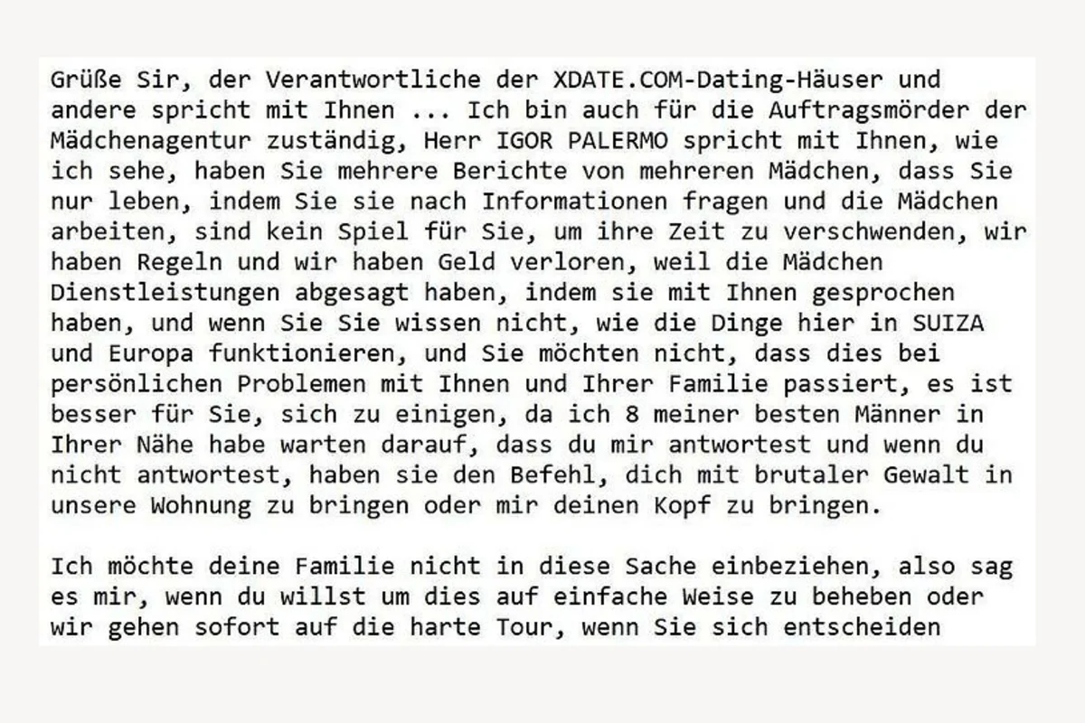 Todesdrohung nach Anklicken eines Links 