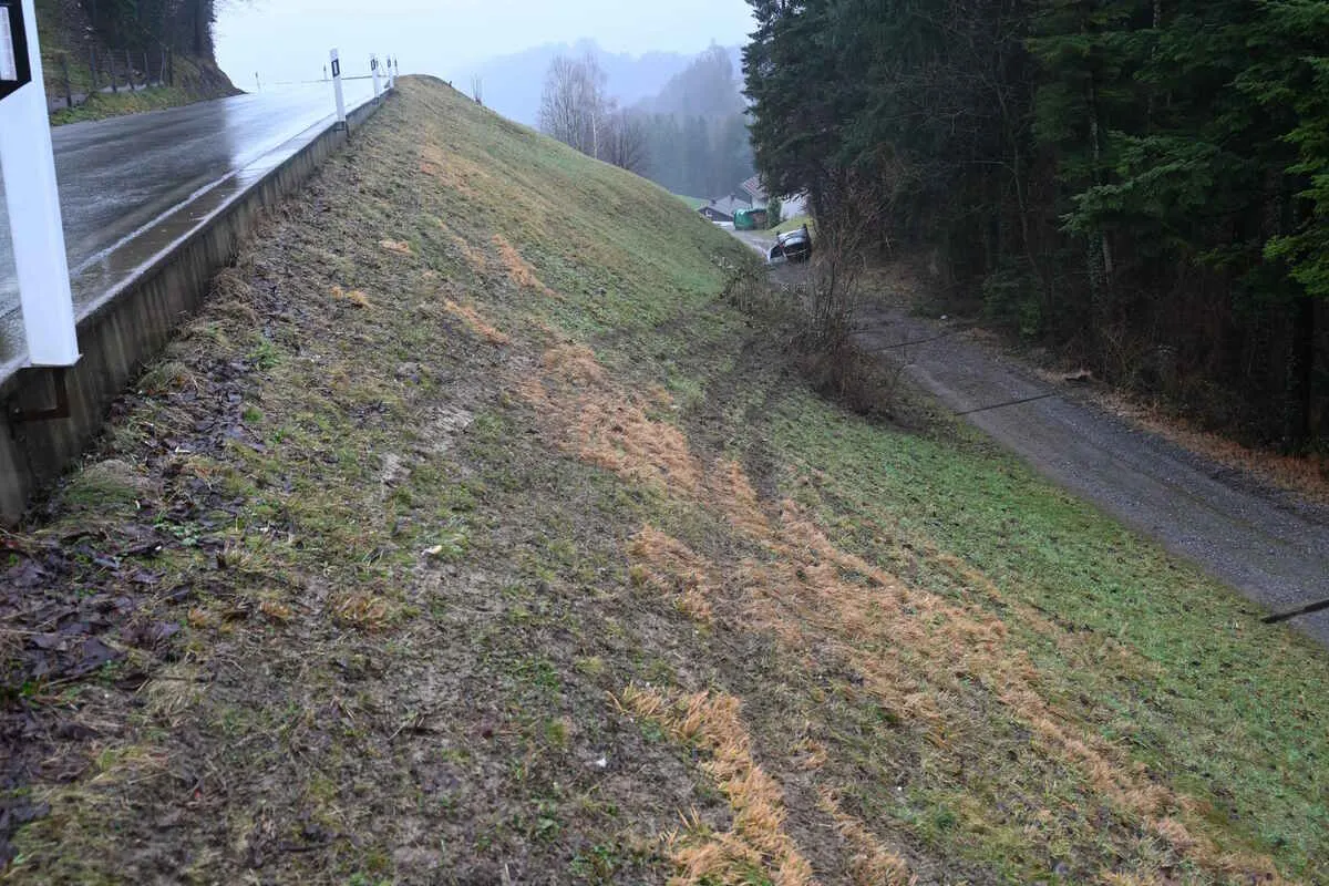 Berneck SG - Von der Strasse abgekommen - Auf dem Dach gelandet 
