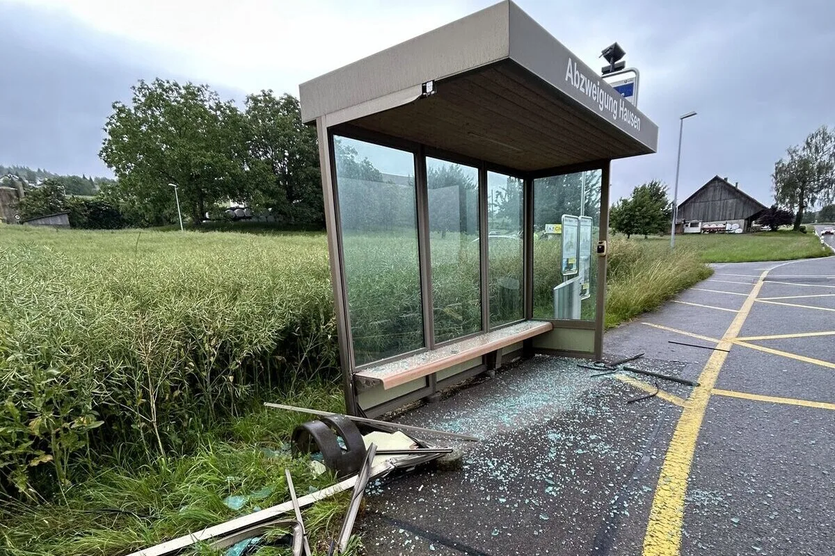 Bellikon AG - BMW-Fahrer kollidiert mit Bushäuschen
