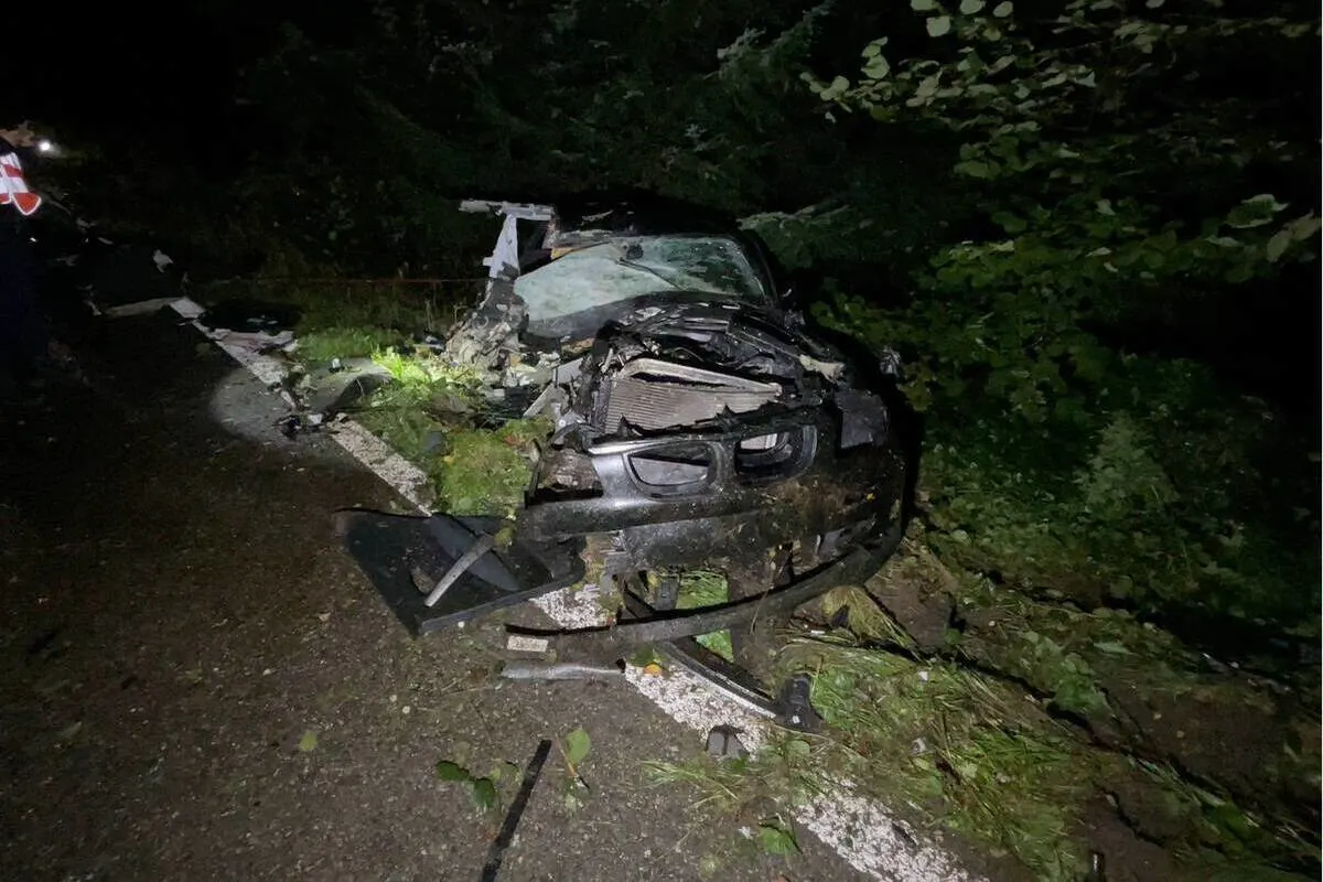 Boningen SO - Mit einem Baum kollidiert - grosser Teil vom Auto abgerissen