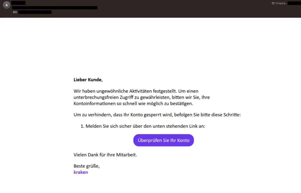 Vorsicht – Cyberkriminelle missbrauchen Kraken für Phishing-Angriffe