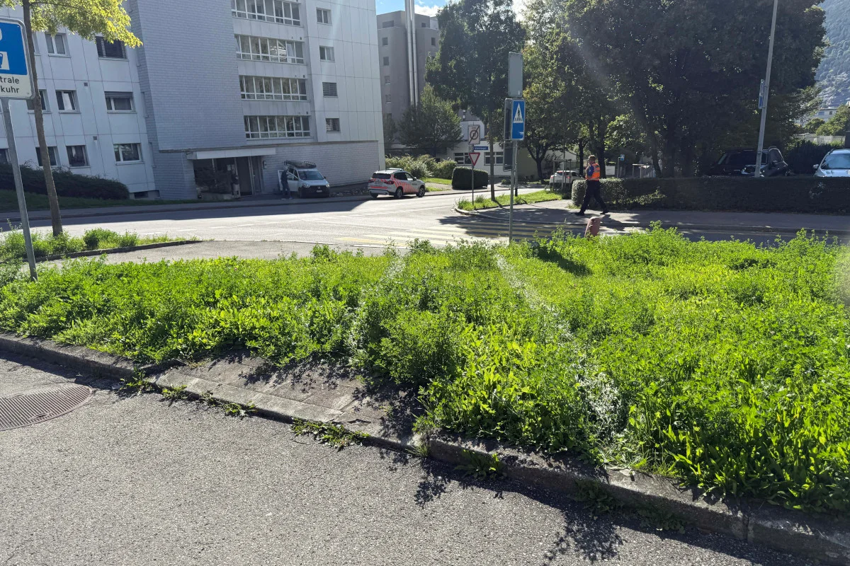 Chur GR – Lieferwagen rollt von Parkplatz in Hausfassade
