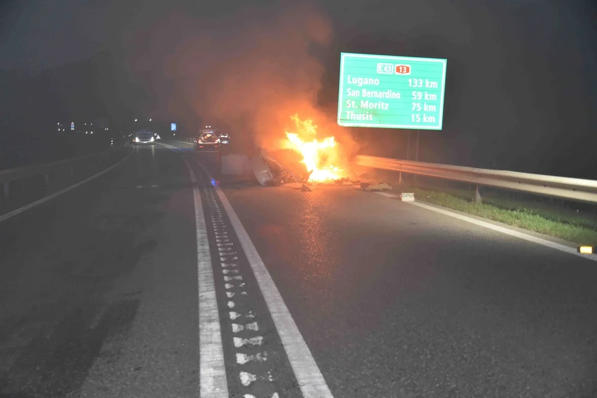 Bonaduz GR – Frontalkollision mit anschliessendem Fahrzeugbrand