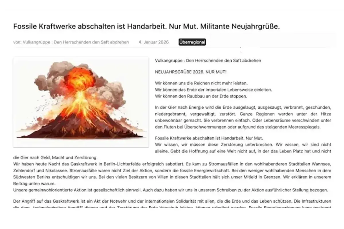 Berlin –  Ermittlungen nach Brandanschlag auf Stromnetz