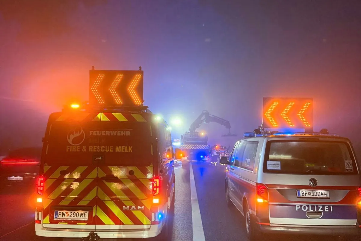 Melk – Unfall bei dichtem Nebel auf der A1