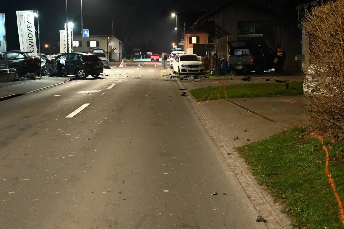 Kriessern SG – Frontalkollision auf Gegenfahrbahn