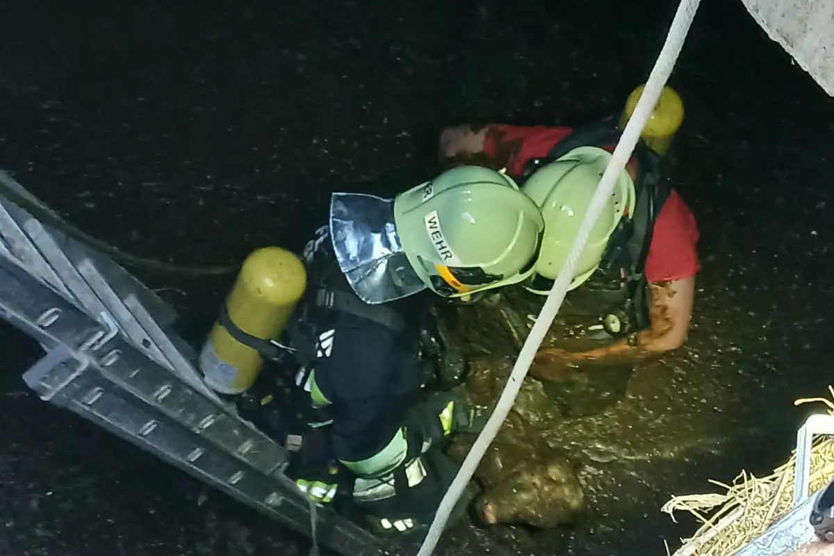 Groisbach – Feuerwehr rettet neugeborene  Kälber aus Güllegrube
