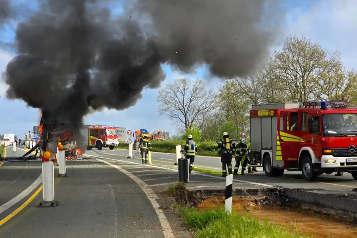 A1 Werne – Brennender Lkw verursacht Vollsperre