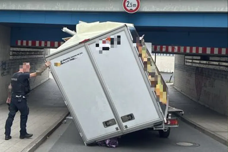Offenbach HE – Kastenwagen bleibt an Unterführung hängen