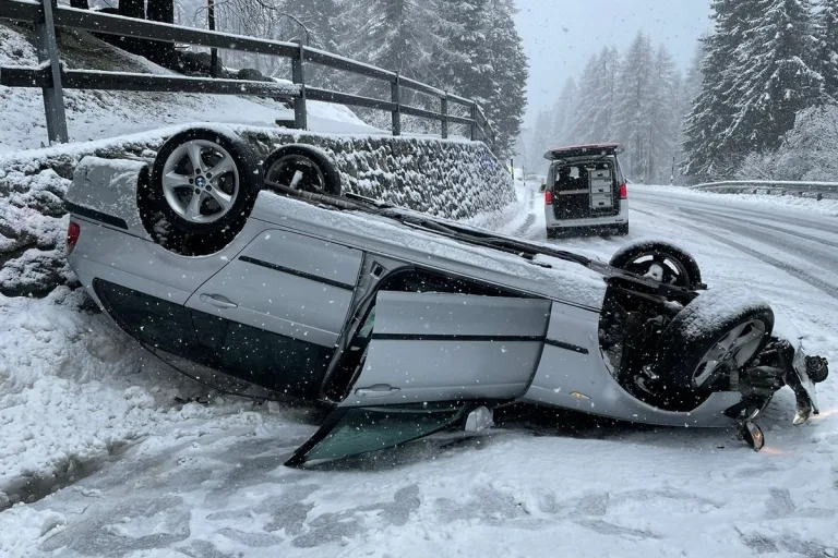 Bregaglia GR - Auf schneebedeckter Fahrbahn verunfallt 