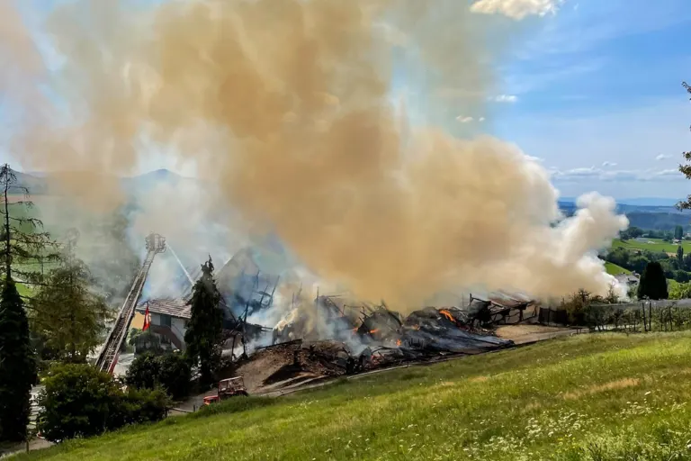 Rechthalten FR - Vollbrand von Bauernhaus - 11 Kälber tot