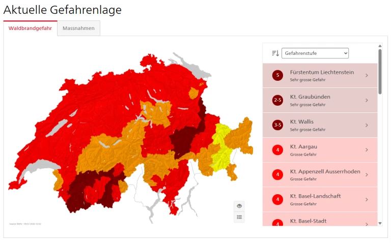 Waldbrandgefahr in der Schweiz – Das bedeuten die Gefahrenstufen