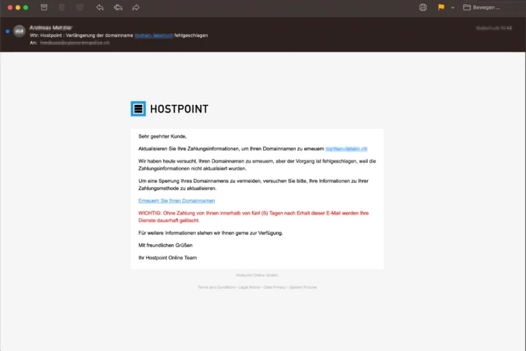Tausende Hostpoint Phishing-Mails im Umlauf