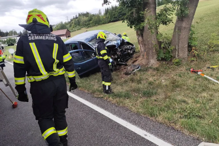 Schottwien – Lenker kracht bei Unfall gegen Baum