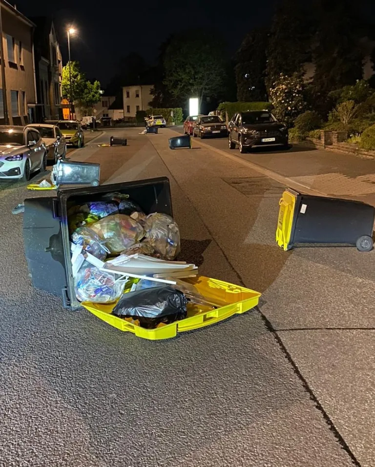 Unbekannte werfen Tonnen und Ziegel auf Straßen in Völklingen-Heidstock