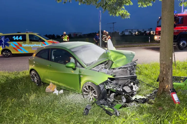Oberbuchsiten SO - Frontal mit einem Baum kollidiert