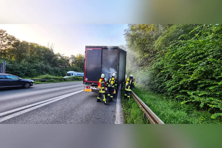A1 Werne – LKW brennt auf Seitenstreifen der Autobahn