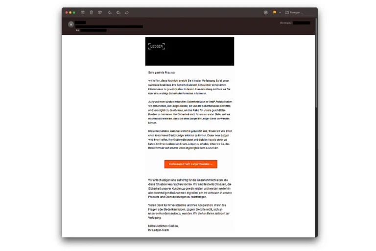 Cybercrime - Betrug im Namen von "Ledger"