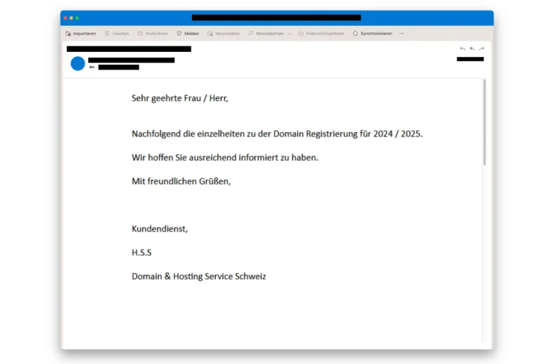 Vorsicht vor dieser betrügerischen Mail
