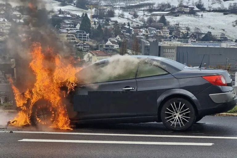 Aesch BL – Parkiertes Auto in Vollbrand