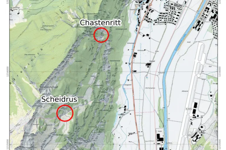 Sprengungen zur Wiederherstellung des Wiggisalpwegs
